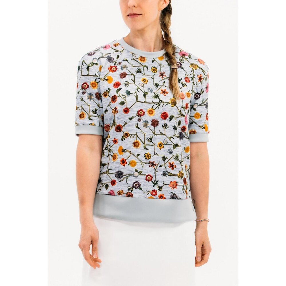 FORAY Golf Sweatshirt Womens Small Gray Connect‎ Floral Botanical Crewneck USA